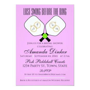 Last Swing Before The Ring Wedding Pickleball Invitation Front View