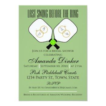 Last Swing Before The Ring Wedding Pickleball Sage Invitation Front View