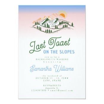 Last Toast On The Slope Skiing Winter Bach Weekend Invitation Front View