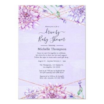 Lavender And Gold Geometric Drive By Shower Invitation Front View