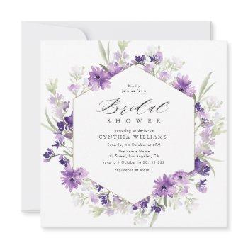lavender and greenery floral bridal shower invitation