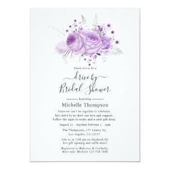 Lavender And Silver Floral Virtual Drive By Shower Invitation Front View