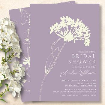 lavender & cream modern floral bridal shower invitation