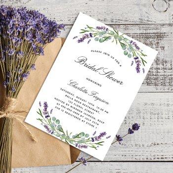 lavender eucalyptus floral violet bridal shower invitation