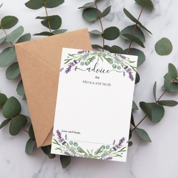 lavender eucalyptus greenery wedding advice card