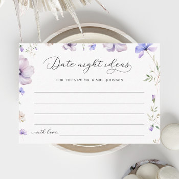 Lavender Floral Date Night Ideas Bridal Shower Enclosure Card Front View