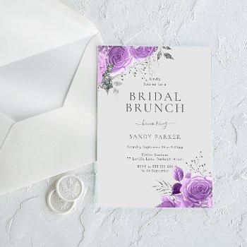 lavender purple & silver bridal shower brunch invitation