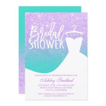 lavender turquoise mermaid dress bridal shower invitation