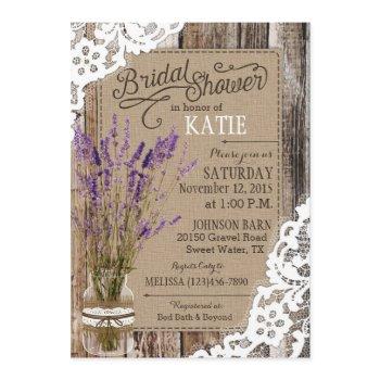 lavender wood lace rustic bridal shower invitation