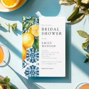 lemon citrus positano italian bridal shower invitation