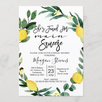 lemon main squeeze bridal shower invitation