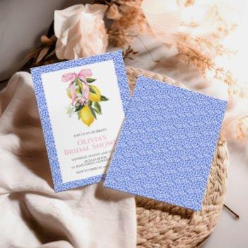 lemon pink bow coquette bridal shower invitation