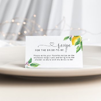 lemon recipe for the bride to be enclosure card