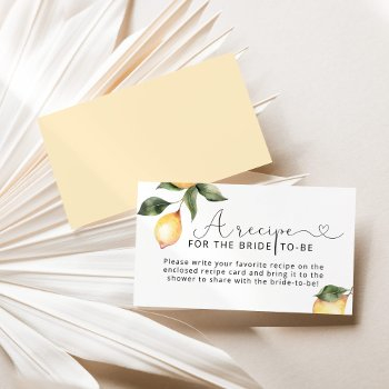 lemon recipe for the bride to be  enclosure card