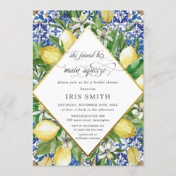 lemon she found her main squeeze bridal shower invitation