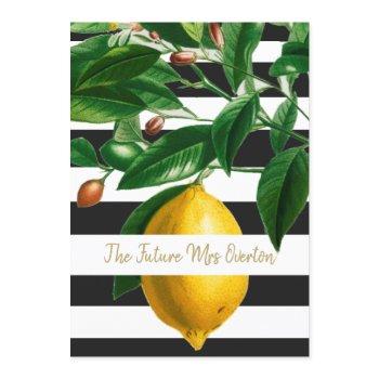 lemons black white  stripe modern chic invitation