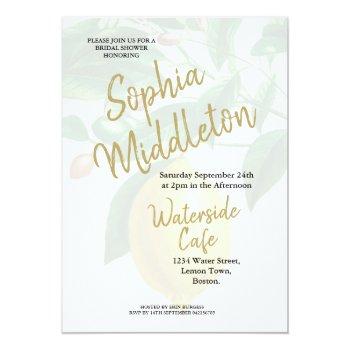 Lemons Black White Stripe Modern Chic Invitation Front View