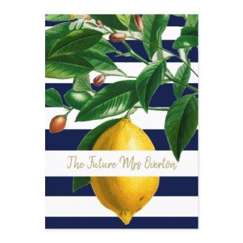 lemons navy stripe modern chic invitation