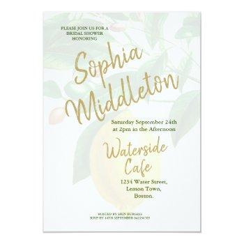 Lemons Navy Stripe Modern Chic Invitation Front View
