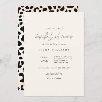 leopard print minimalist bridal shower invitation