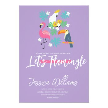 Let’s Flamingle! Tropical Bridal Shower Bash Invitation Front View