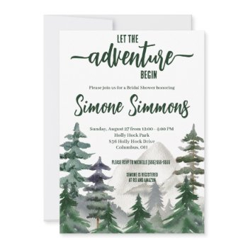 let the adventure begin!  woodland bridal shower  invitation