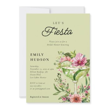 let's fiesta margarita floral bridal shower invitation