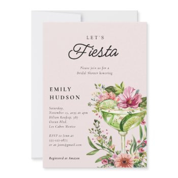 let's fiesta margarita floral bridal shower invitation