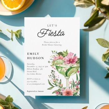 let's fiesta margarita floral bridal shower invitation