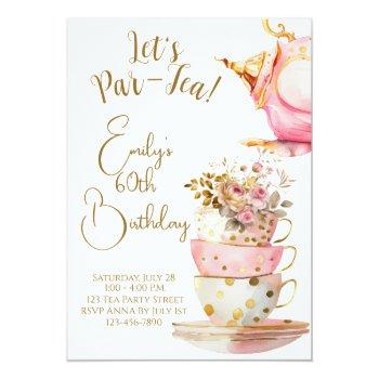 Let's Par-tea Birthday Party Invitation Front View