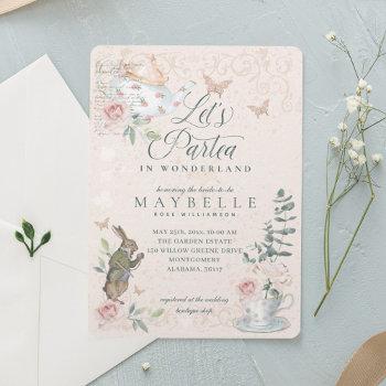 let's part-tea bridal vintage alice in wonderland invitation