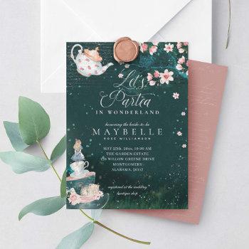 let's partea bridal alice in wonderland tea party invitation