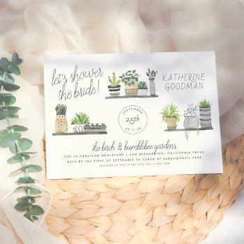 let's shower the bride modern greenery houseplants invitation
