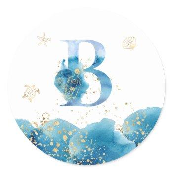 *~*  letter b - sea ocean beach envelope  sticker