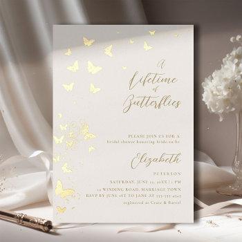 lifetime butterflies ivory gold chic bridal shower foil invitation