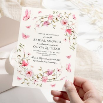 lifetime of butterflies floral bridal shower  invitation