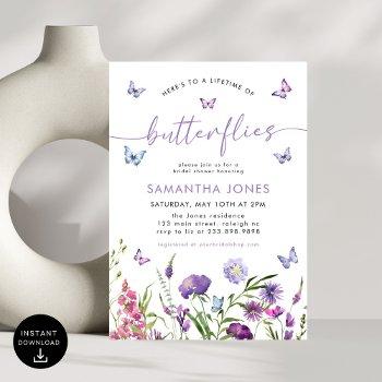 lifetime of butterflies wildflowers bridal shower invitation