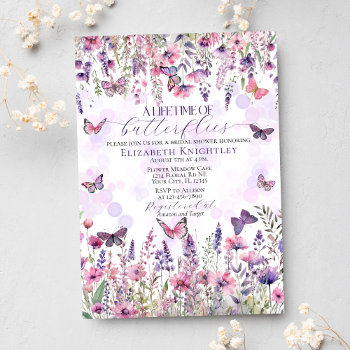 lifetime of butterflies wildflowers bridal shower invitation