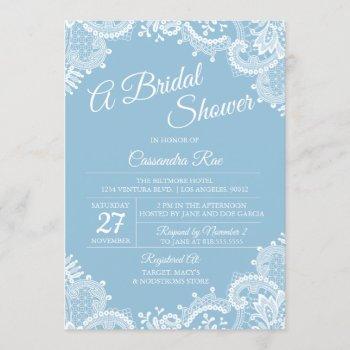 light blue and lace bridal shower invitation