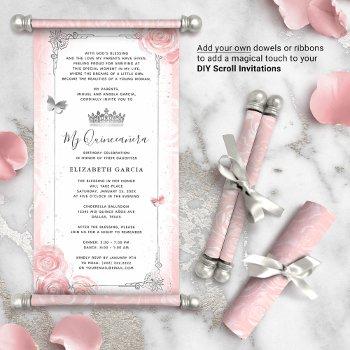 light pink silver quince diy scroll invitations