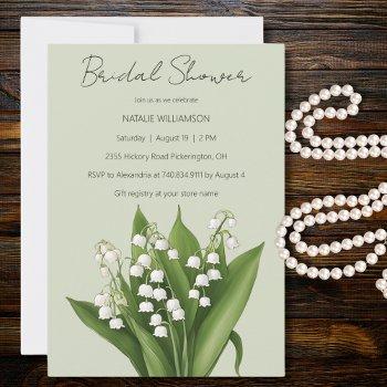 lily of the valley on green bridal shower invitation