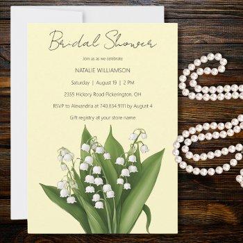 lily of the valley on yellow bridal shower invitation