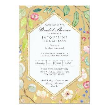 Lingerie Bridal Shower Fall Watercolor Floral Invitation Front View