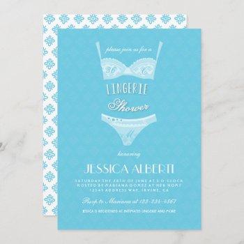 lingerie shower blue bridal shower invitation
