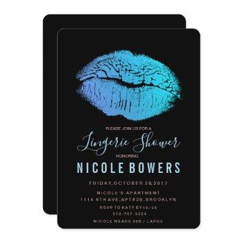 lingerie shower blue lips invitation