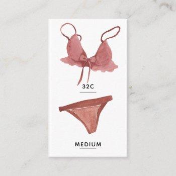 lingerie size insert card