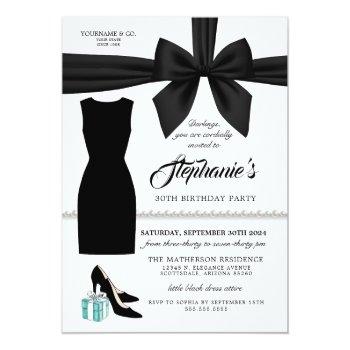 Little Black Dress Tiffany Birthday Invitation Front View