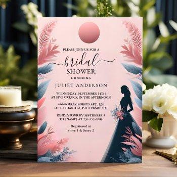 long tulle regal glam blush pink bridal shower invitation