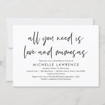love and mimosas, casual bridal shower invitation