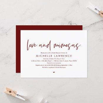 love and mimosas, modern casual bridal shower invitation